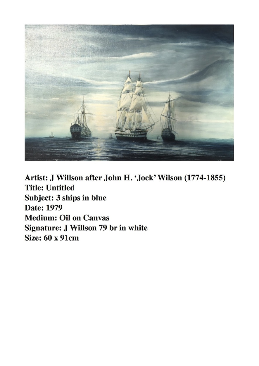 Wilson J after John H 'Jock' Wilson | (1774 x 1855)  Ships in Blue  |McAtamney Gallery and Design Store | Geraldine NZ